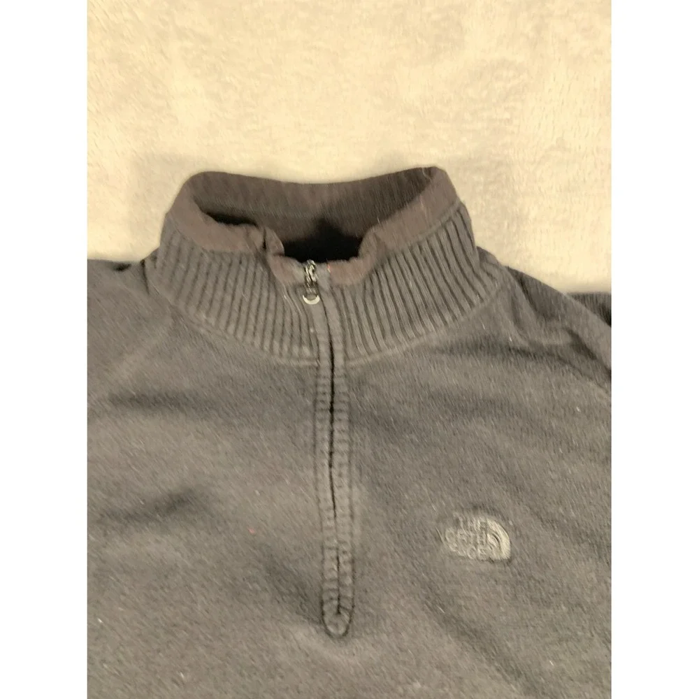 The North Face Sweater Mens L Black Quarter Zip Long Sleeve Embroidered